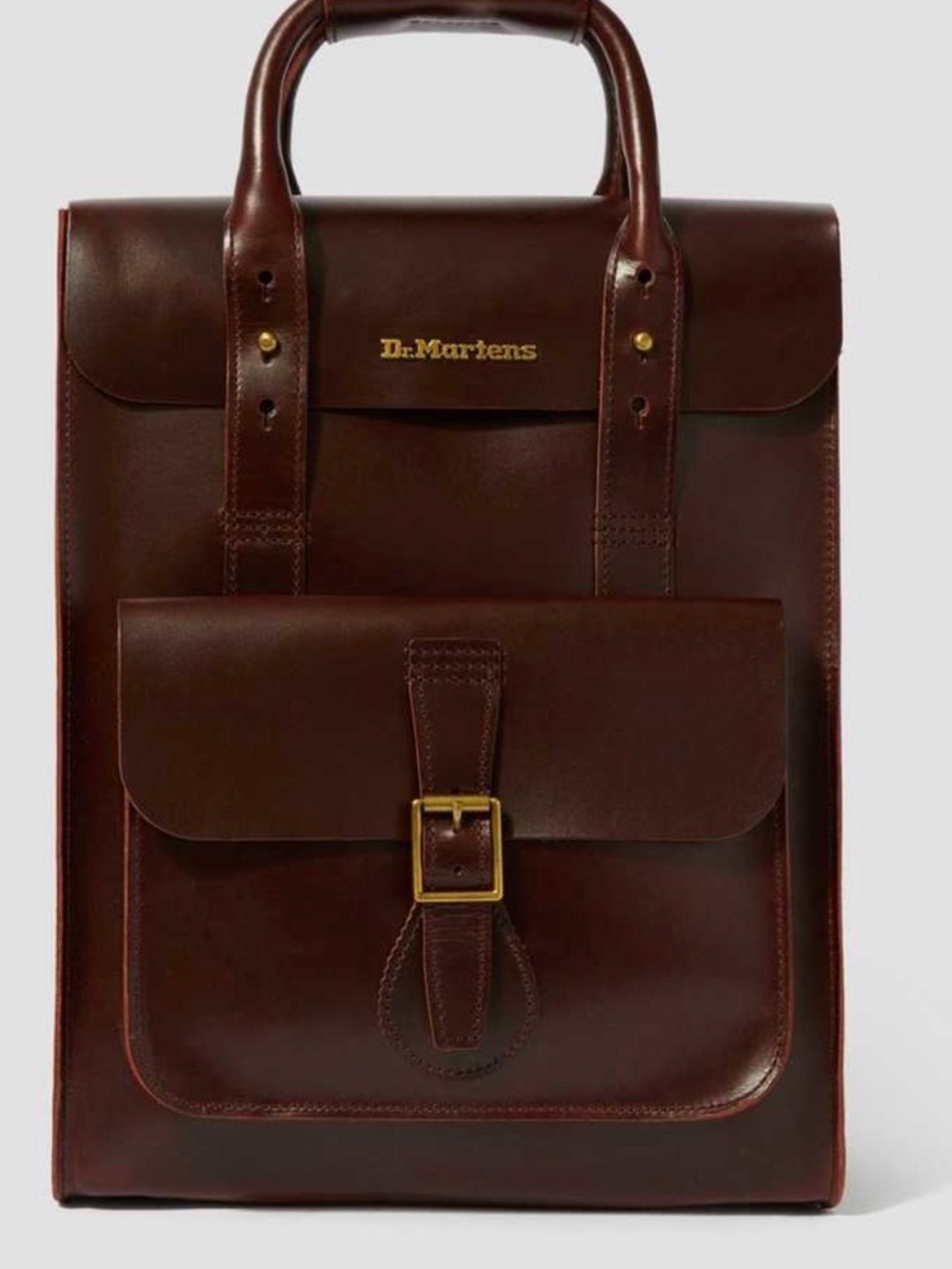 Doc Marten Ambassador Leather Backpack in Burgundy with gold hardware